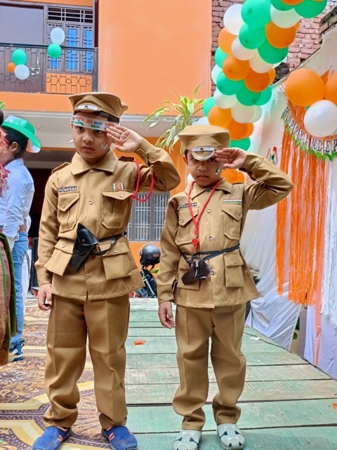 Students passing a baton in a race